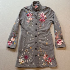 Johnny Was Boho Luxe Eclectic Whimsical Floral Celestial Coat Jacket Size S
