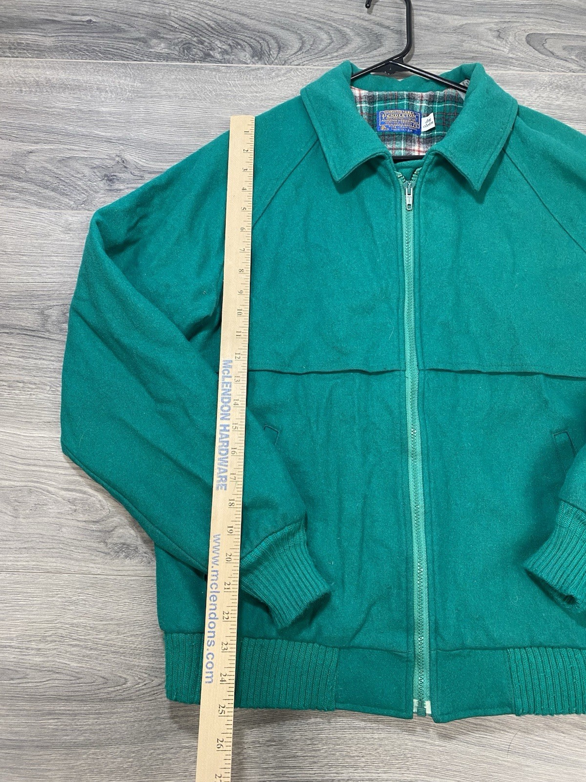 Vtg Pendleton Wool Plaid Lined Jacket Bomber Gree… - image 3