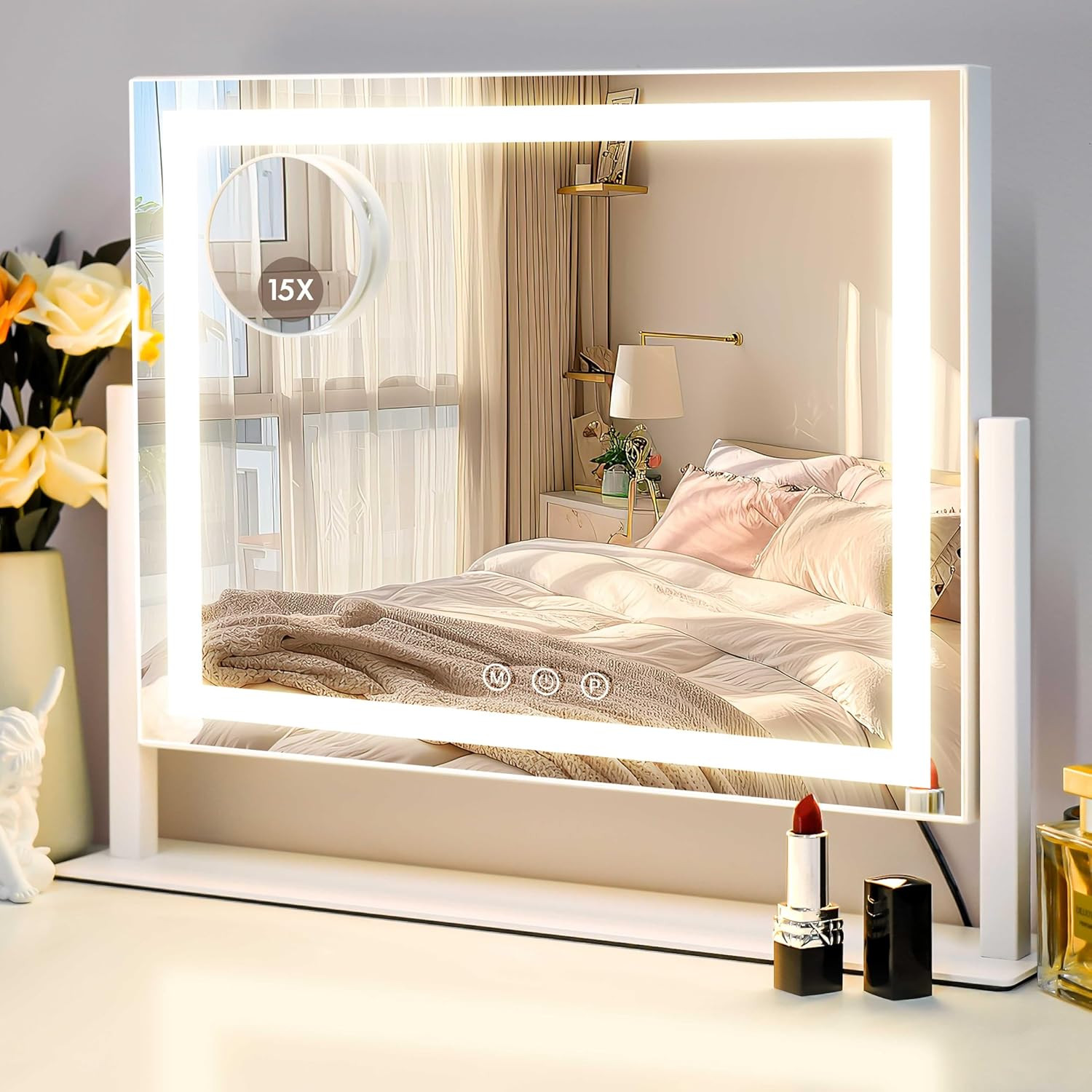 Specchio Cosmetico Illuminato 46x36 cm - Design Moderno Touch Dimmerabile