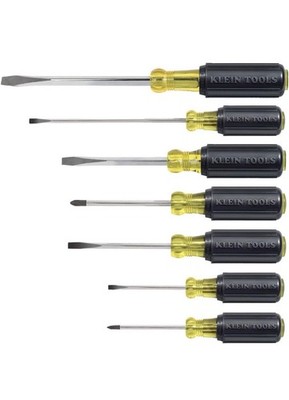 Klein Tools 85076 Screwdriver Set 7-Pc Slotted Phillips USA Cushion-Grip Handles