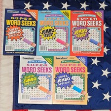 Lot of 5 Penny Press Penny's Finest Super Word Search Seek Puzzle Books Variety