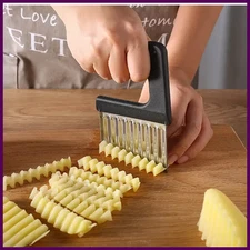 Stainless Steel Potato Chip Slicer Dough Vegetable Fruit Crinkle Wavy Slicer
