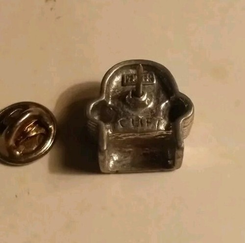 Vintage Jim Clift Pewter Lazy Boy Recliner 3D Lapel Pin Tie Tack - Picture 6 of 6