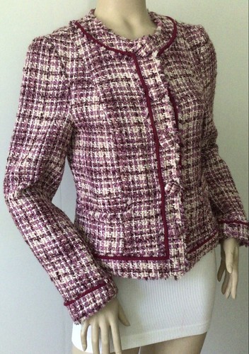 EXPRESS Design Studio Purple Tweed Long Sleeve Snap Closure Jacket (Size 8) - Picture 8 of 12