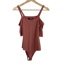 Reformation Alessa Pink Ribbed Knit Bodysuit Small could shoulder short sleeve