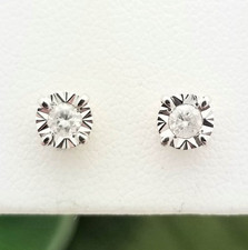 10K Diamond Illusion Set Stud Earrings-Yellow Gold-Earth Mined-0.12TCW-2.5mm