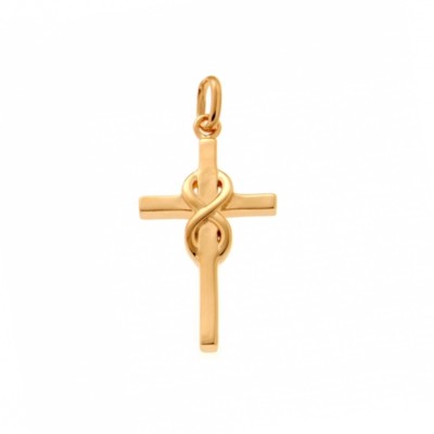 Pendentif Croix Avec Symbole Infini Plaqué Or 18 Carats - Garanti Sans Nickel - Neuf Avec étiquettes