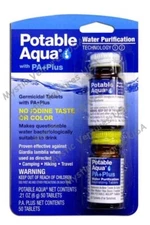 Potable Aqua PA+ Plus Drinking Water Purification Tablets 50ct Treats 25 quarts