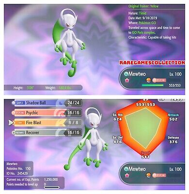 Pokemon Let's Go Pikachu & Eevee ✨ SHINY ✨6 IV MEGA Mewtwo Y