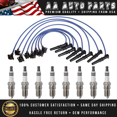 8mm Professional Wireset + 8 Spark Plug for 99-00 Ford F250 F150 Lincoln 4.6L V8