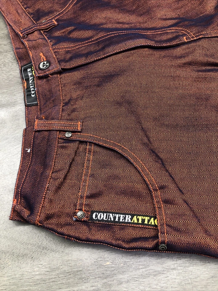 Counter Attack Platinum 男式 34x12 宽松嘻哈短裤橙色/蓝色褪色 — 第 3/4 张图片