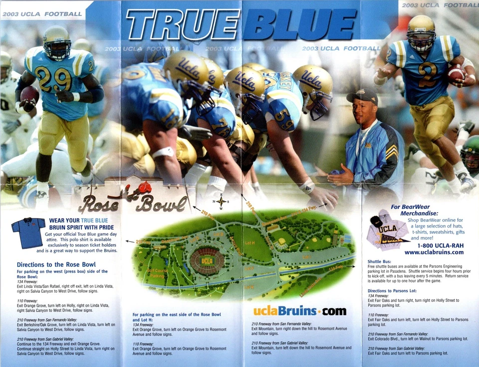 POCKET SCHEDULE - UCLA Bruins (2003 Season) Craig Bragg NCAA Football Foto 2 de 4