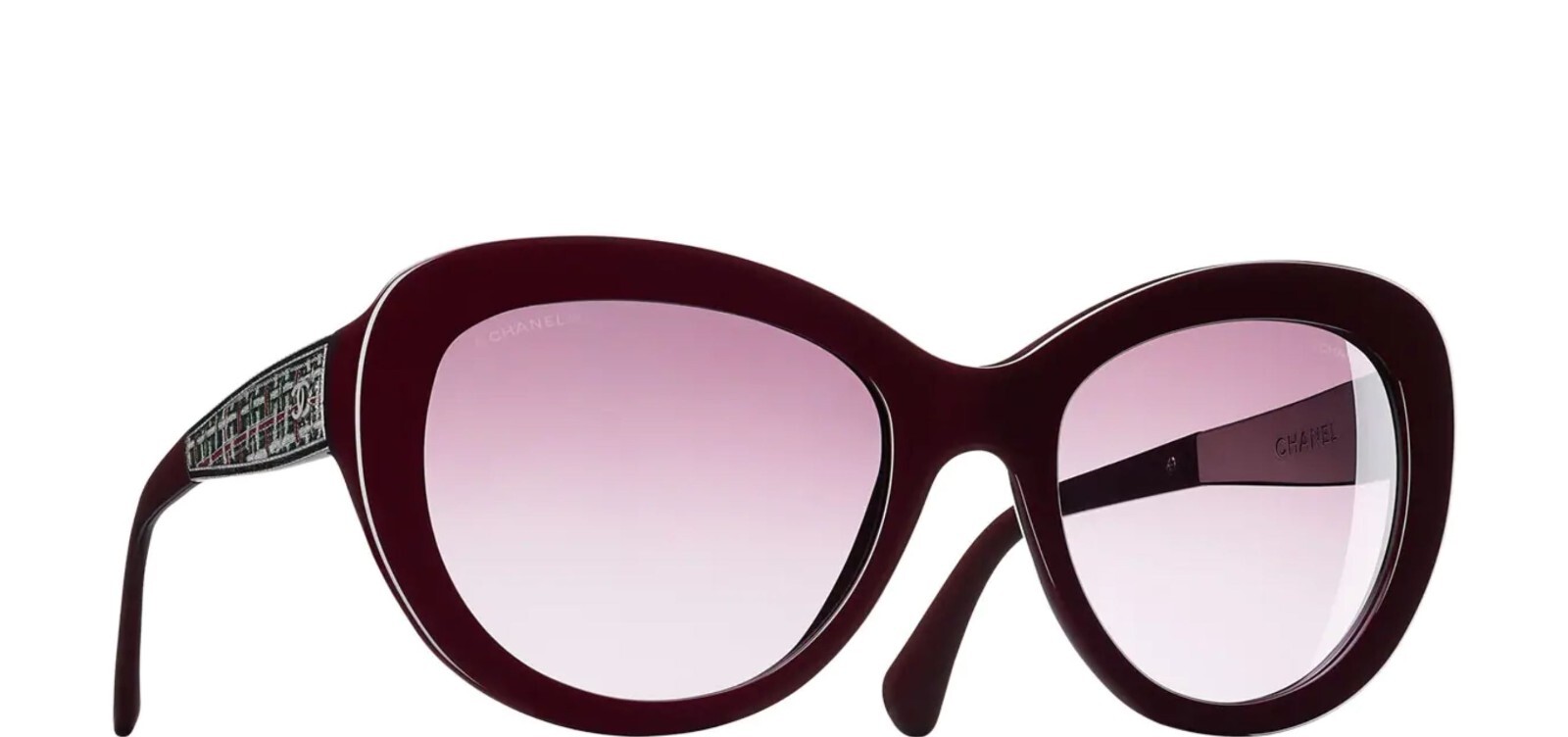 CHANEL CH 5346 1461/S1 55mm Burgundy Oversized Cat Eye Sunglasses Made in Italy  