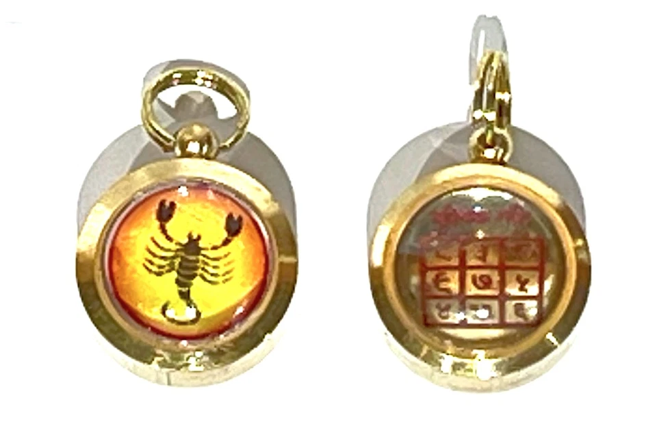 Rashi Yantra Pendant - Zodiac Sun Sign Constellation Amulet- 3/4 Inch Brass - Image 3 of 4