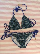 Luli Fama Blue Kiss Bikini Top Bottom Set Medium
