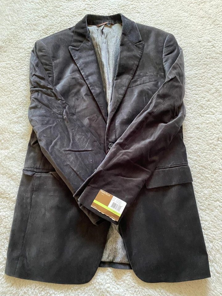 Perry Ellis Men Size 38 Black Suede Mid-Length Sleeve Jacket (C18) - Image 2 of 4