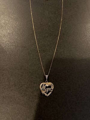 Vintage Peru 925 Sterling Silver Mom Heart Flower Pendant Necklace