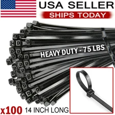 100 14" Cable ZIP TIES Heavy Duty Strong Ultra Nylon Wrap Wire Cord UV Resistant