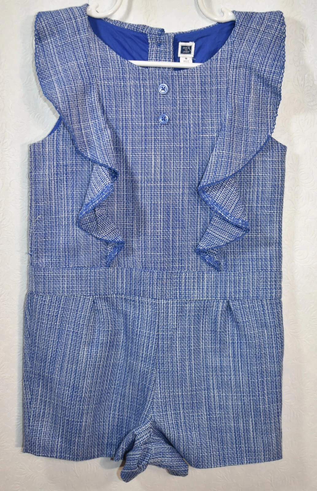 Janie & Jack Romper Blue Shorts Size 5 Sleeveless Girl's