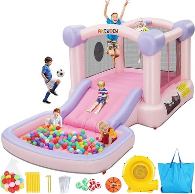Candy Inflatable Bounce House with Blower, Indoor Ball Pit Jumping Bouncy House
