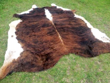 MAKE OFFER !! LARGE TRI-COLOR brindle BROWN Cowhide Rug natural Cow Hide Skin