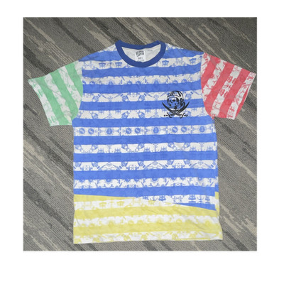 Billionaire Boys Club Men's L Blue White Striped Skull Logo Crew T-Shirt