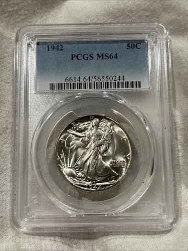 GRADED 1942 Walking Liberty Half Dollar PCGS MS64 Silver American Coin