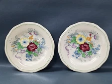 2 Wood + Sons Bouquet Multicolor Floral Luncheon Dinner Plates Replacement VTG
