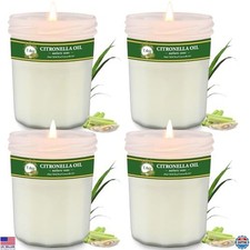 Citronella Candles 4 Pack, Natural Soy Wax, 200 Hour Burn, Outdoor Summer Use