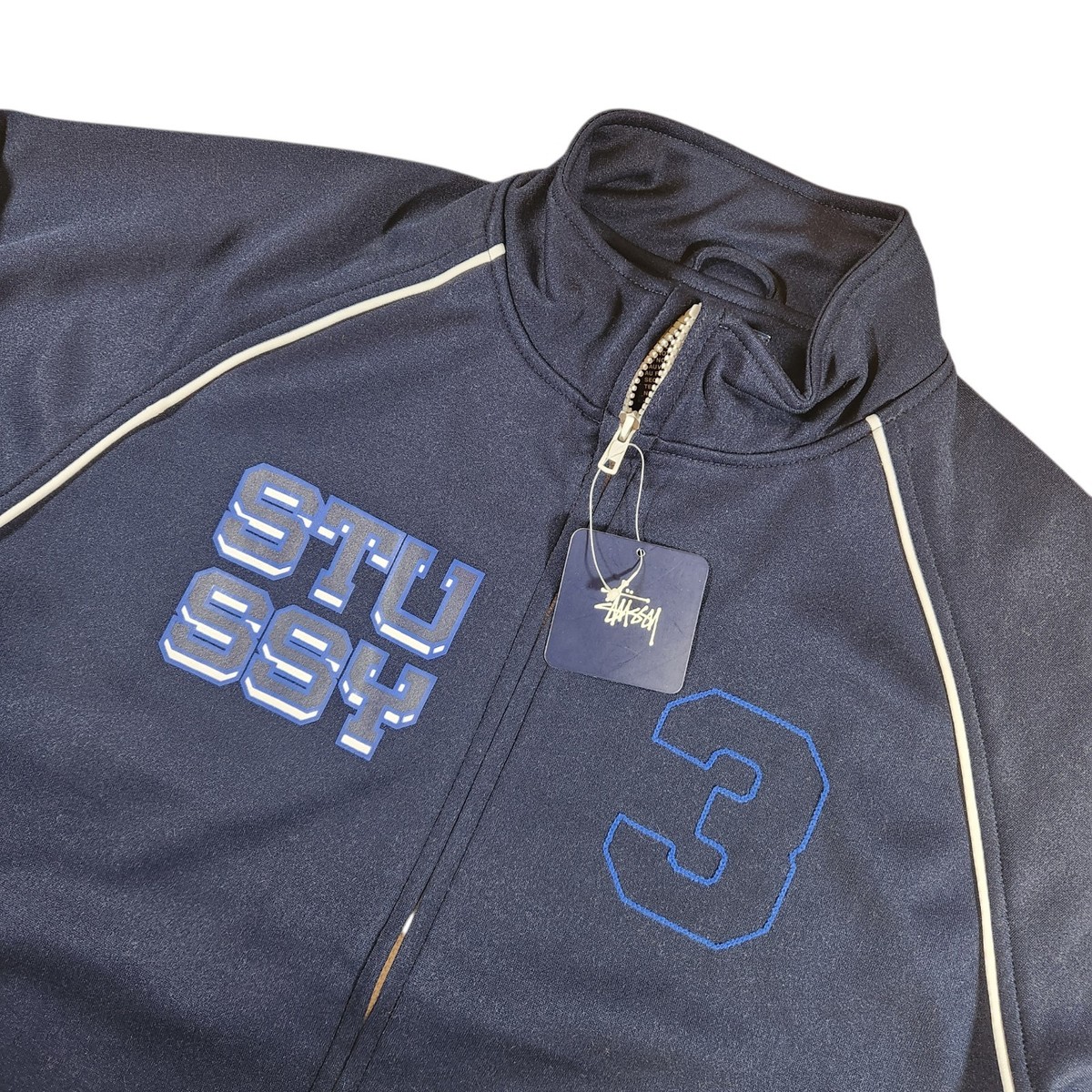 トップス old stussy track jacket made in USA Vintage 90s Stussy Polyester Track Jacket Men L Blue Deadstock