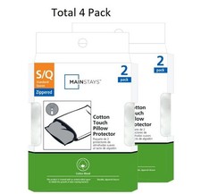 Mainstays Cotton Touch Zippered Pillow Protector, Standard/Queen, 2 Pack