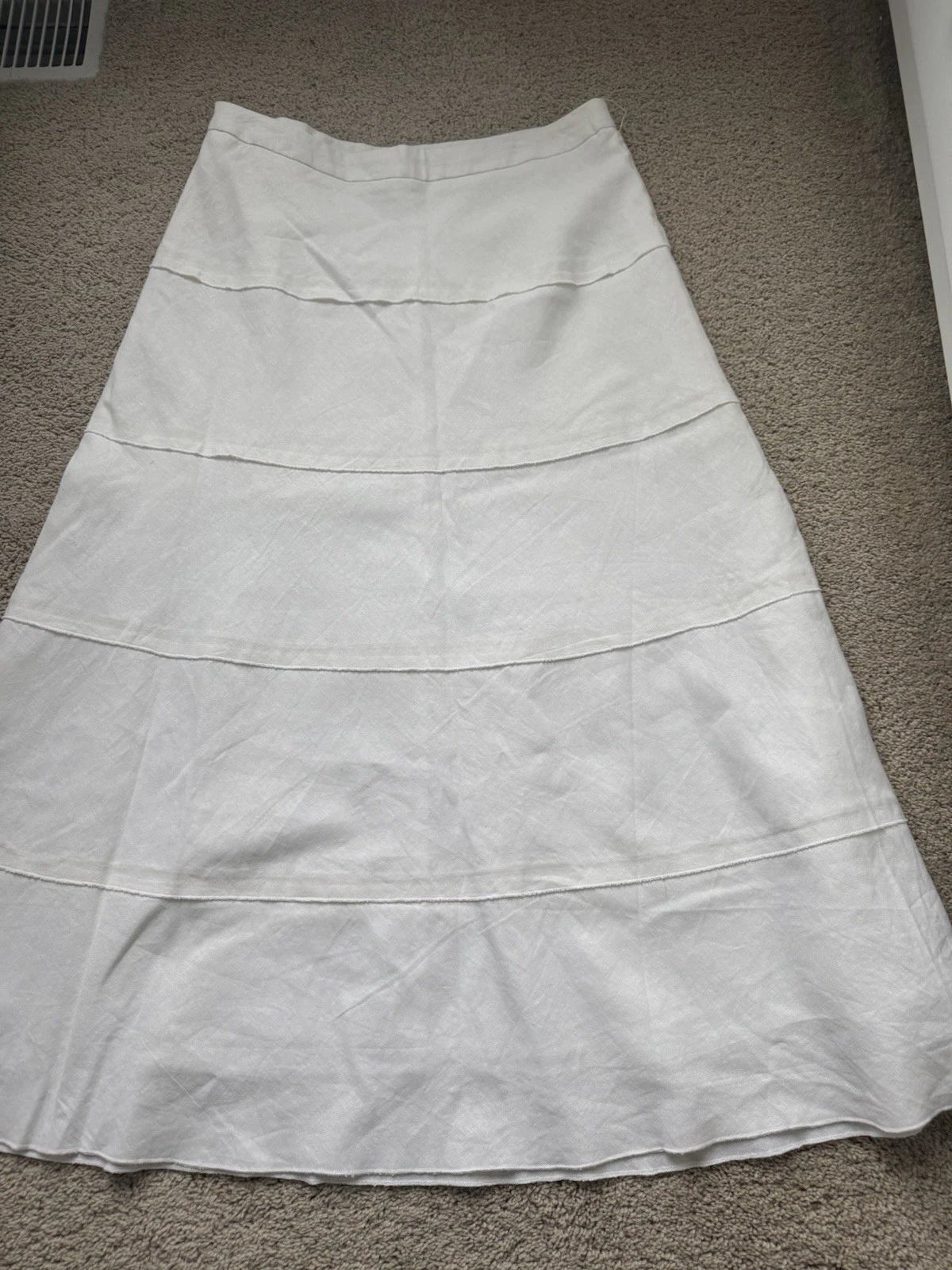 Westport 1962 Linen Skirt White Size 12 Maxi Layered A Line- No Belt Linen Blend