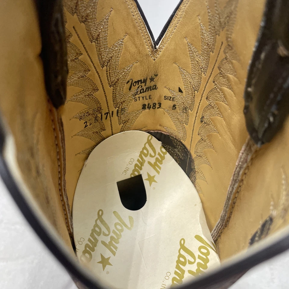 De colección Exóticas Tony Lama Botas Mujer 5B Boa Piel de Serpiente Cuero Vaquera Altas Usadas en Excelente Condición Foto 3 de 4