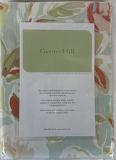 Garnet Hill Queen Duvet Cover AQUA Floral 100% Cotton #35191 Button Closure NWT