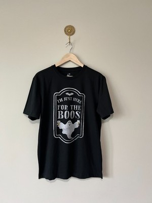 Halloween Graphic T Shirt Womens Medium Im Just Here For The Boos Black Tee