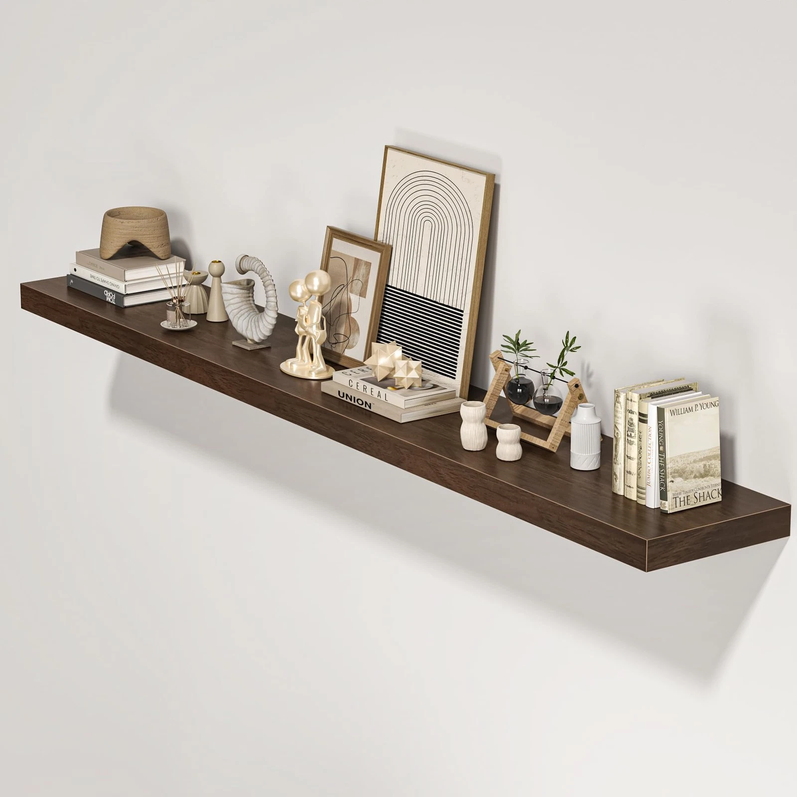 Flyjoe Floating Shelves For Wall 72W X 9.3D X 1.5H Long Wooden Wall Mounted