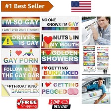 Waterproof Rainbow Prank Car Decals - 10 Cute Stickers for LGBTQ Humor