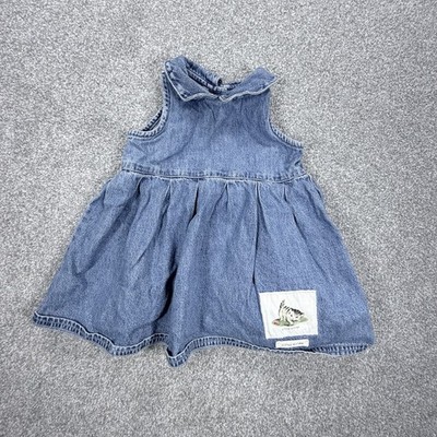 Vintage Baby Gap Little Kitten Jumper Denim Dress Girls 6-12 Months