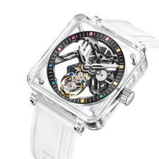 Aesop Crystal Case Tourbillon Mechanical Men Watch Luxury uhren für herren 7058A
