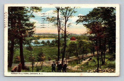 Camden NewJersey Forest Hill Park postcard threepeople 1918