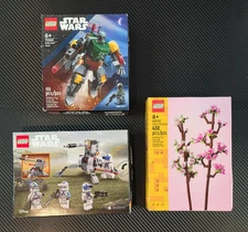 Lot of 3 Lego Sets, Bobba Fett Mech, Cherry Blossom & Clone Troopers Battle Pack