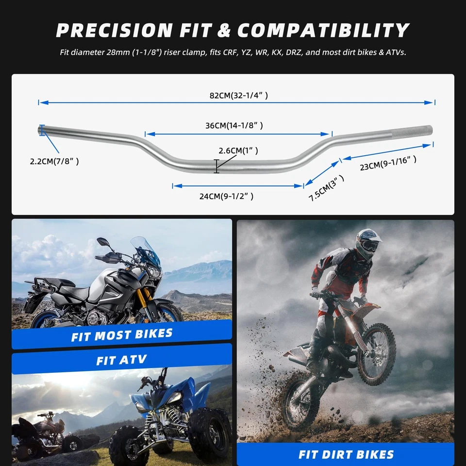 For Honda CRF250L CRF300L CRF450L CRF1100L Moto Handlebar 1 1/8" 28mm Fat Bar - Image 2 of 4