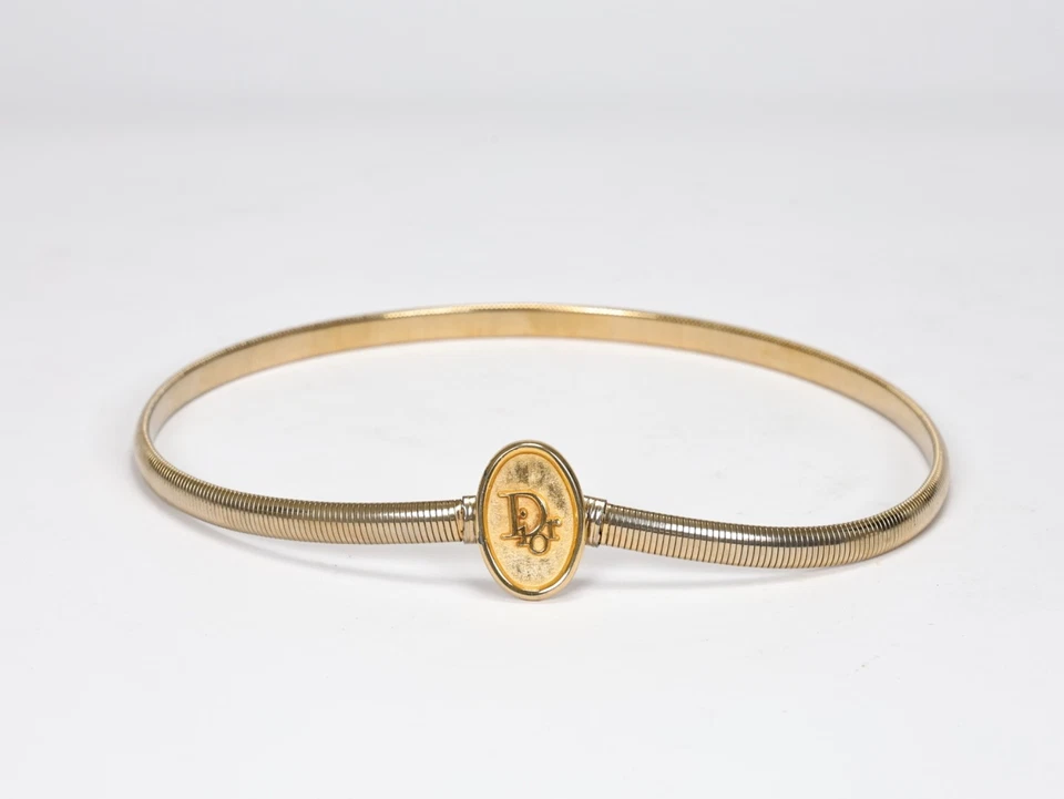 De Colección Christian Dior Oro Ovalado Logo Cinturón Omega Serpiente Cuerda Malla Cadena Ajustable Foto 4 de 4