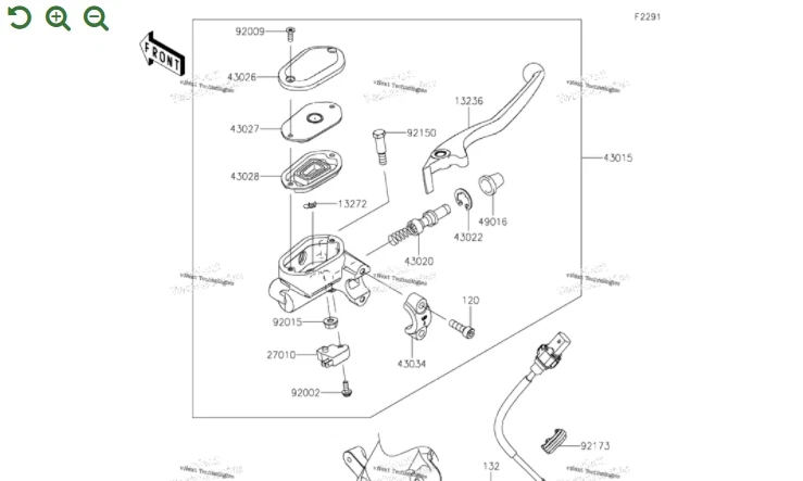 Cilindro maestro de freno delantero de 7/8" para KAWASAKI Ninja 250 Z300 Z400 Versys-X 250 Foto 2 de 4