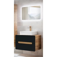 Badezimmer BadmöBel Set 80Cm Waschtisch-Unterschrank Keramik Waschbecken Spiegel