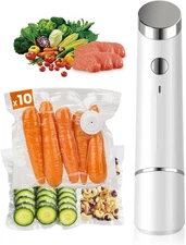 Portable Vacuum Sealer for Food, 10 Reusable Sealer Bags with 60kPa Powerful  