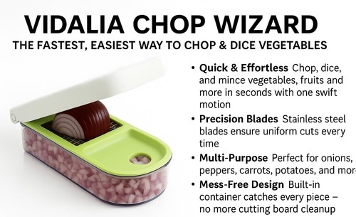 Vidalia Chop Wizard, Picadora de Verduras y Frutas con Base de 2 Tazas, Inoxidable - Imagen 6 de 8