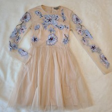 ASOS Pink And Blue Open Back Flower Sequin Party Dress Size US 4, UK 8