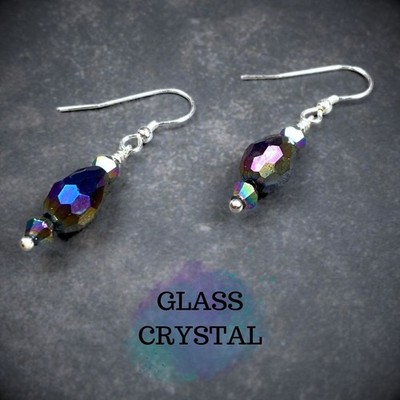 Multi - Kristall Ohrhänger - facettiertes Glas - 925 Sterling Silber - EG121