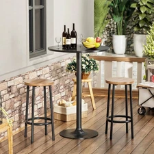 Homall Bistro Pub Table Round Bar Height Cocktail Table Metal Base MDF Top Obsid